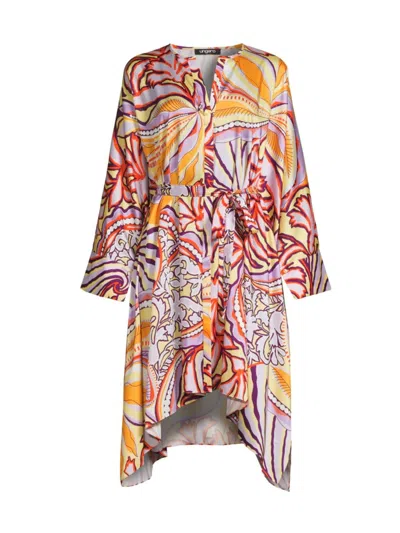 Ungaro Women's Zayna Floral Satin Belted Midi-dress In Orchid Multi