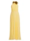Ungaro Women's Zo Sequined Floral Pleated Chiffon Maxi Dress In Ginger