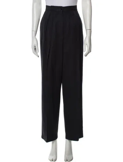 Pre-owned Ungaro Wool Straight Leg Pants In Blue