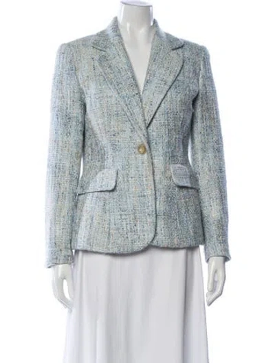Pre-owned Ungaro Wool Tweed Pattern Blazer In Blue
