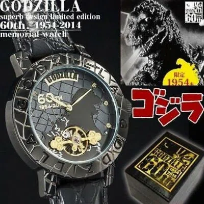 Pre-owned Uni Godzilla 60th Anniversary Watch Black 1954 Limited Leather Band Anime Manga