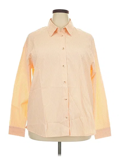 Pre-owned Uni Long Sleeve Button Down Shirt In Orange