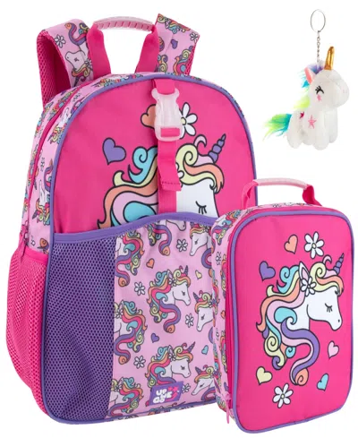 Unicorn Kids' 3 Pc Toddler Girl  Backpack And Lunch Bag Set In Pink