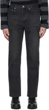 Uniform Bridge Black 5p Straight Jeans In Black Washed