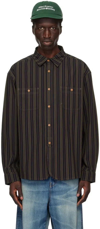 Uniform Bridge Black & Brown Striped Shirt