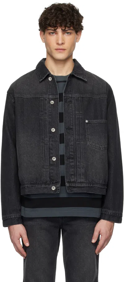 Uniform Bridge Black Type 1 Trucker Denim Jacket In Black Washed