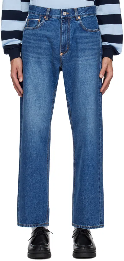 Uniform Bridge Blue Washing Jeans In Indigo Washed