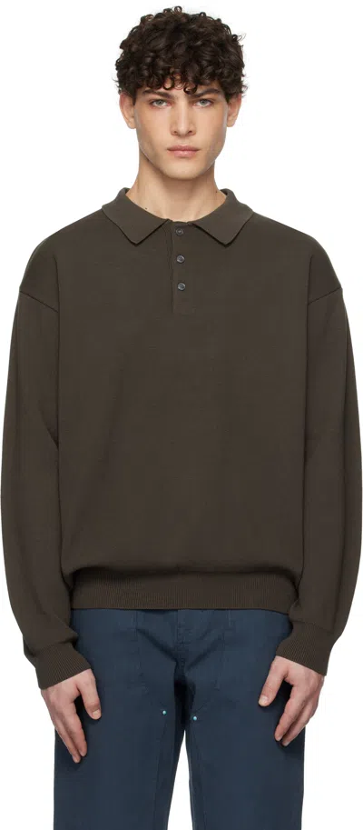 Uniform Bridge Brown Collar L/s Knit Polo