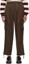 Uniform Bridge Brown Drawstring Cargo Pants In Brown