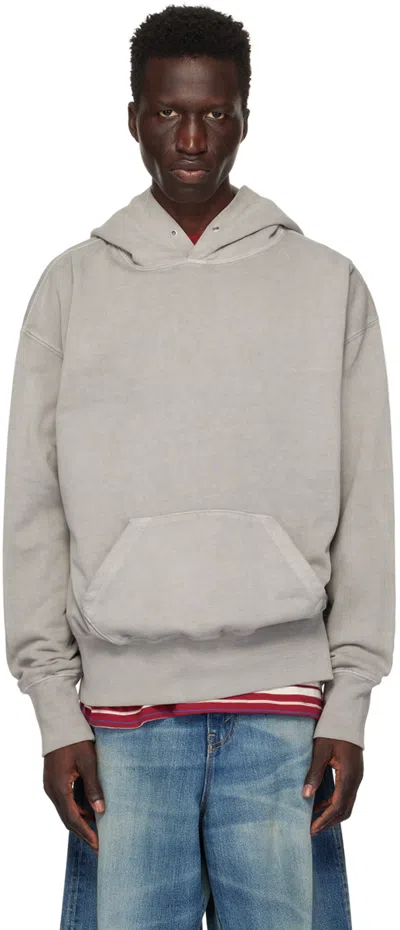 Uniform Bridge Gray Faded Hoodie In Pigment Grey