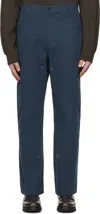 Uniform Bridge Navy Double Knee Stud Trousers In Navy