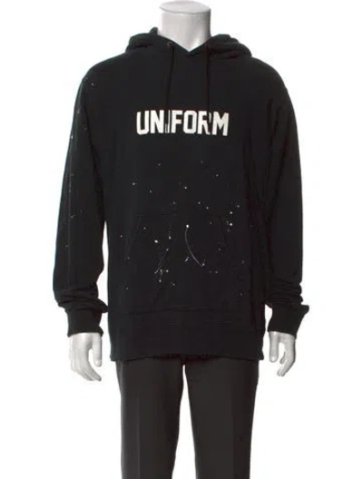 Pre-owned Uniform Experiment Graphic Print Crew Neck Hoodie In Black
