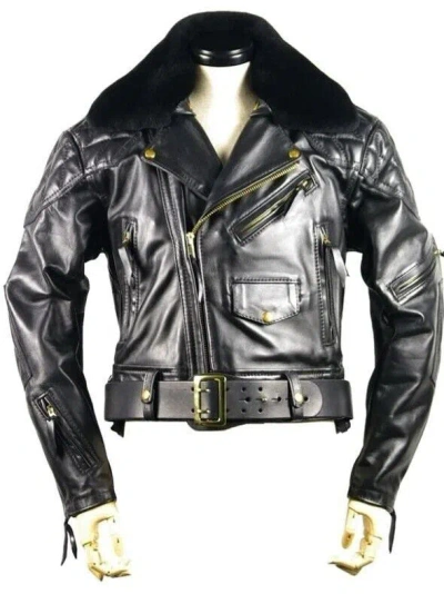 Pre-owned Uniform Gay Leather  Jacket With Back Panel Pad In Black