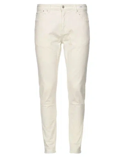 Uniform Man Pants Off White Size 36 Cotton, Elastane In Neutral