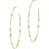 Uniform Object Float Bezel Set Diamond Hoop Earrings In Green