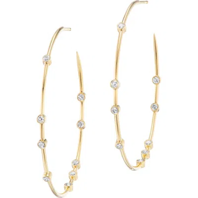 Uniform Object Float Bezel Set Diamond Hoop Earrings In Green