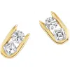 Uniform Object Impact Mixed Diamond Stud Earrings In Brown