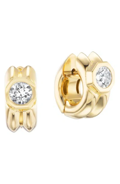 Uniform Object Machina Diamond Huggie Hoop Earrings In Gold