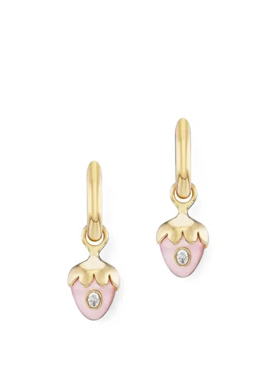 Uniform Object Pink Opal And Diamond Huggie Earrings In Multi
