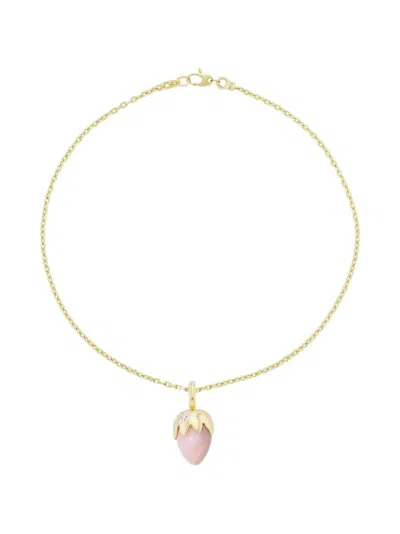 Uniform Object Pink Opal Diamond Necklace In White