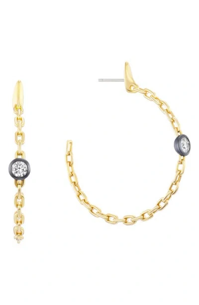 Uniform Object Power Diamond Hoop Earrings In Yellow Gold