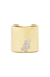 Uniform Object Stoned 18k Gold Diamond Cuff Ring In Gold