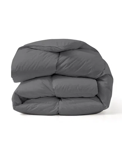 Unikome 100% Cotton Cover Goose Feather Down Comforter, Full/queen In Dark Gray