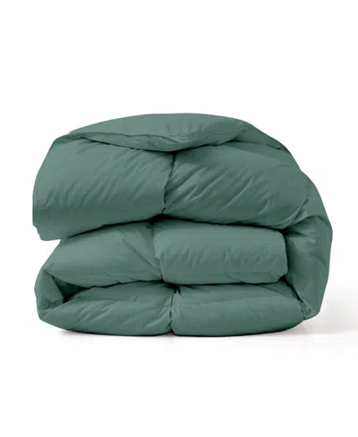 Unikome 100% Cotton Cover Goose Feather Down Comforter, King In Green