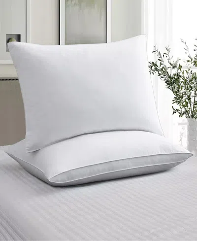 Unikome 100% Cotton Medium Soft Down And Feather Gusseted 2-pack Pillows, Queen In White
