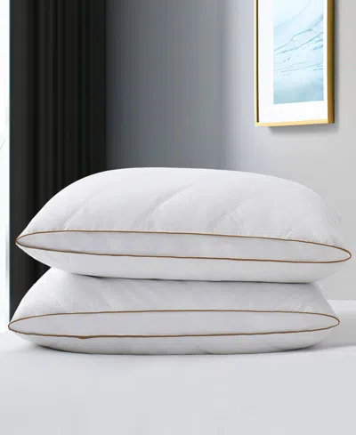 UNIKOME 100% COTTON MEDIUM SUPPORT FEATHER DOWN 2-PACK PILLOWS, QUEEN