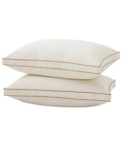 Unikome 2-pack 300 Thread Count Organic Cotton Down Feather Gusseted Bed  Pillows In Brown