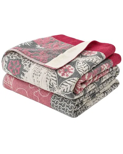 Unikome 233 Thread Count Jacquard Lightweight Breathable Throw Blanket In Multi
