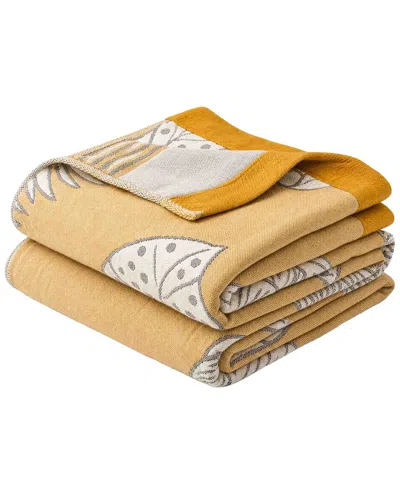 Unikome 233 Thread Count Jacquard Lightweight Breathable Throw Blanket In Yellow