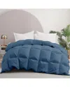 Unikome 233 Thread Count Medium Warmth Goose Feather Down Comforter With  Pintuck Cover In Blue