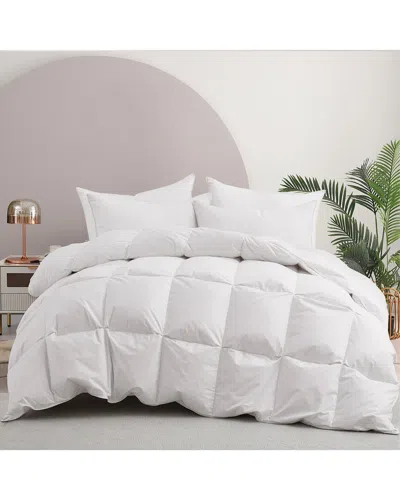 Unikome 233 Thread Count Medium Warmth Goose Feather Down Comforter With  Pintuck Cover In White