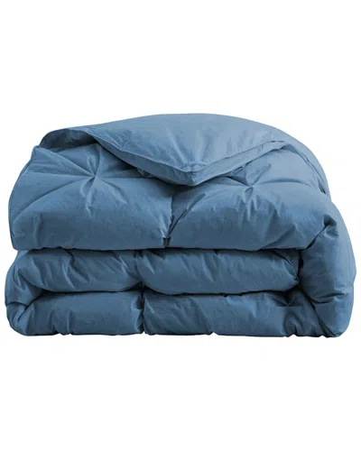 Unikome 233 Thread Count Pintuck Pleat All Season White Goose Feather Down  Comforter In Blue
