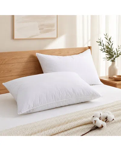 Unikome 233 Thread Count Set Of 2 Goose Feather Bed Pillows With Cover In Neutral
