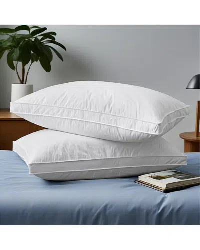 Unikome 233 Thread Count Set Of 2 Gusseted Cotton Feather Down Bed Pillows