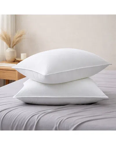 Unikome 233 Thread Count Set Of 2 Premium Down Alternative Bed Pillows With  Cotton Covers In White