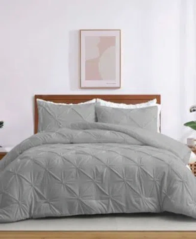 Unikome 3 Piece Pinch Pleated Down Alternative Comforter Set Collection In White