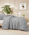 Unikome 3 Piece Pinch Pleated Down Alternative Comforter Set In Gray