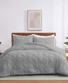 Unikome Pinch Pleated Down Alternative Comforter Set In Dark Gray