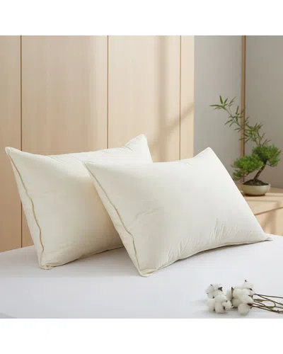 Unikome 300 Thread Count 2-pack Organic Cotton Down Feather Bed Pillows In Neutral