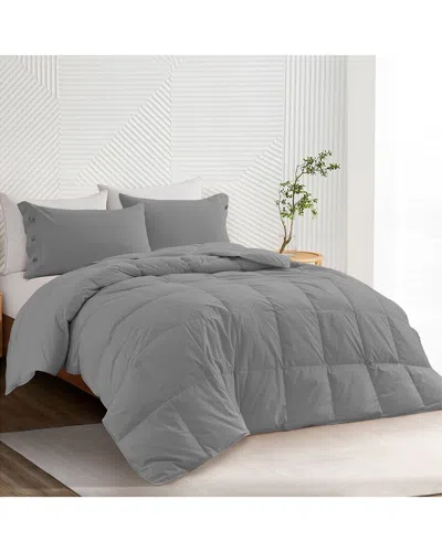 Unikome 300 Thread Count All Season Organic Cotton White Goose Down Comforter In Gray