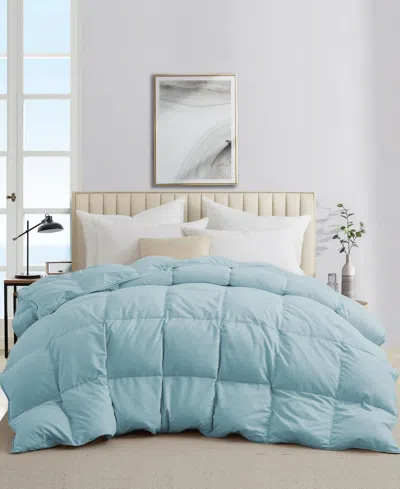 Unikome 300 Thread Count Cotton All-season Goose Feather Comforter, Full/queen In Blue