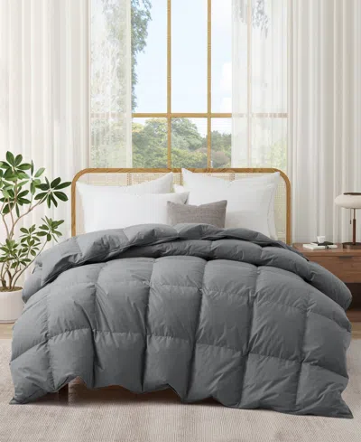 Unikome 300 Thread Count Cotton All-season Goose Feather Comforter, Twin , Twin In Gray