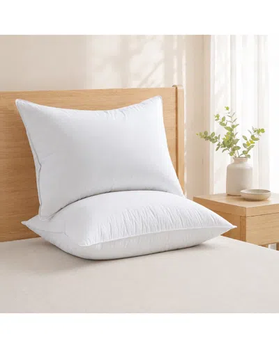 Unikome 300 Thread Count Set Of 2 Cotton Goose Down Feather Bed Pillows In White