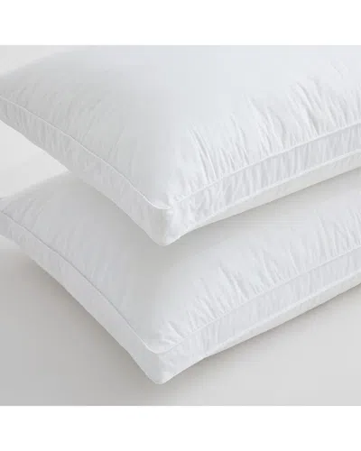 Unikome 300 Thread Count Set Of 2 Cotton Goose Down Feather Gusseted Bed  Pillows In White