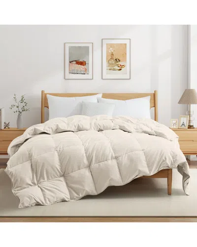 Unikome 360 Thread Count Lightweight White Goose Down & Feather Fiber Comforter In Neutral