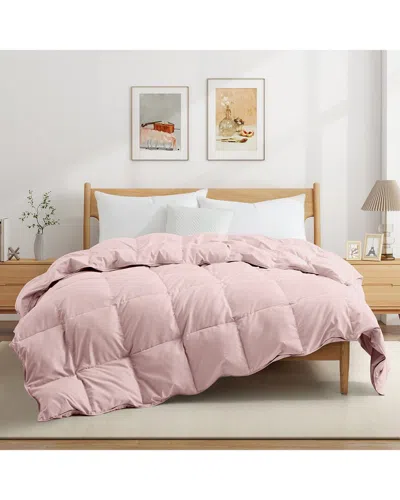 Unikome 360 Thread Count Lightweight White Goose Down & Feather Fiber Comforter In Pink